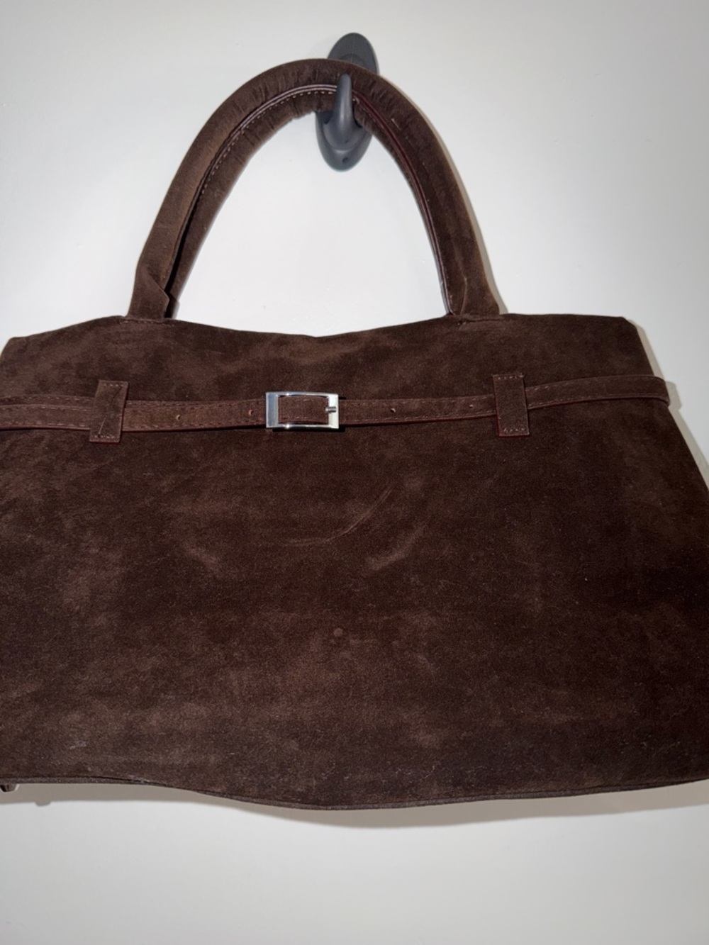 Classic Brown Suede Tote Handbag